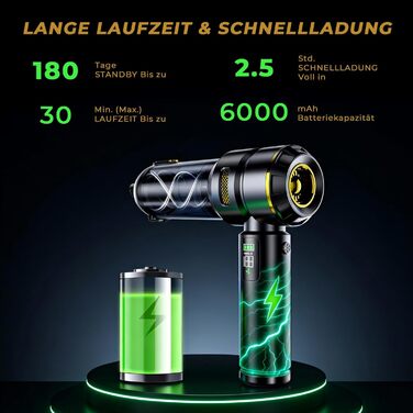 Акумуляторний ручний пилосос HOVIN для авто та дому, потужність 24000 Па, 3 режими роботи, бездротовий, чорно-золотий