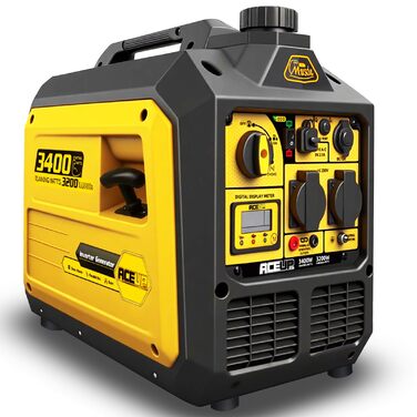 Бензиновий інверторний генератор Aceup 3400W: тихий, портативний, для дому, кемпінгу, 230V, 12V, USB, 4-тактний, 23кг