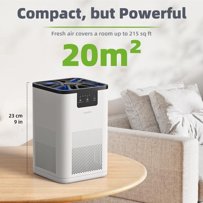 Очищувач повітря CONOPU для алергіків Фільтр HEPA H13, очищувач повітря Функція ароматерапії, повітряний фільтр Квартирний нічник, Очищувач повітря Кімната для куріння 3-ступінчаста фільтрація