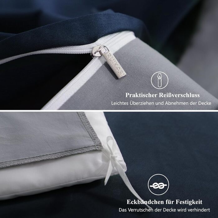 Комплект постільної білизни RUIKASI з бавовни 4-х частинний (сірий, антрацитовий, темно-синій)