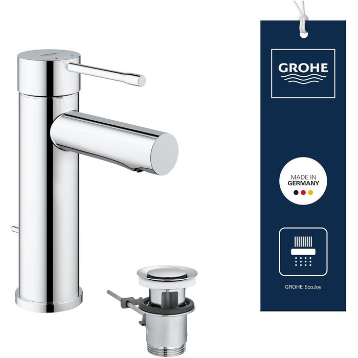 Змішувач для ванної кімнати GROHE Essence, водозберігаючий, хром, 17 см, з витяжною штангою