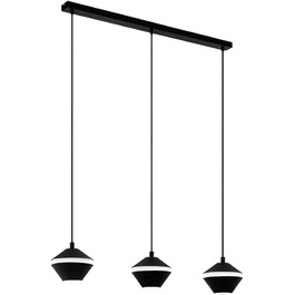 Підвісний світильник EGLO Perpigo, підвісний світильник на 5 полум'я, підвісний світильник зі сталі чорного кольору, лампа для обіднього столу, світильник для вітальні з цоколем GU10, Ø 55,5 см (підвісний світильник 3 світильники)