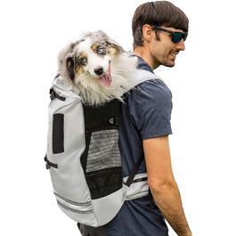 Рюкзак для собак Galate, Регульований рюкзак для собак малого та середнього розміру, зручний для перенесення, рюкзак для домашніх тварин для прогулянок на свіжому повітрі, піших прогулянок, альпінізму, подорожей(M, сірий) m Сірий
