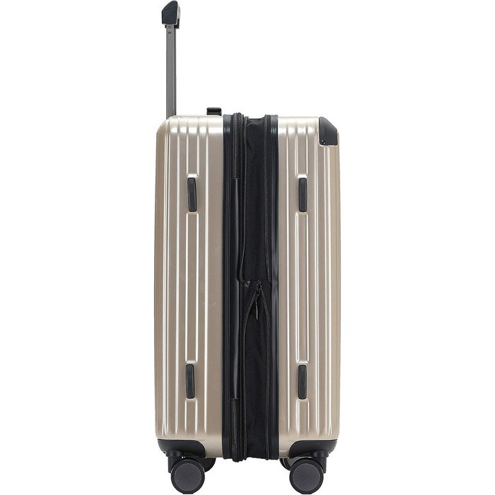 Чемодан з TSA-замком, телескопічною ручкою та 4 колесами, міцний корпус (Champagne, Mittel Koffer)
