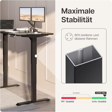 Електричний регульований стіл Desktronic - білий/чорний, з сенсорним керуванням та подвійним мотором