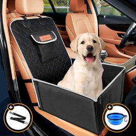 Автомобільне сидіння для собак Looxmeer для маленьких середніх собак переднє сидіння і заднє сидіння, автомобільне сидіння для собак з ременем безпеки, складна ковдра для собак, чохол на автомобільне сидіння переднє сидіння водонепроникний, стійкий до розриву для захисту автомобіля, чорний (переднє сидіння і заднє сидіння-чорний сірий)