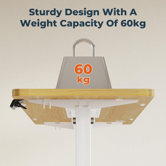 Регульований стіл FQ1 160x60 см з електропідйомом, з стільницею, для стоячи роботи, з комп'ютерним столом, гачком, блокуванням для дітей, функцією пам'яті для офісу та дому - Ahorn 160 x 60 см Білий + Ahorn