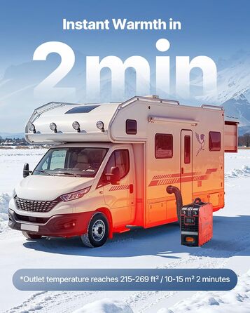 Дизельний опалювач VEVOR 8 кВт, 12/24 В, портативний з Bluetooth, пультом ДУ та LCD-дисплеєм, 5 л бак, для вантажівок та автодому