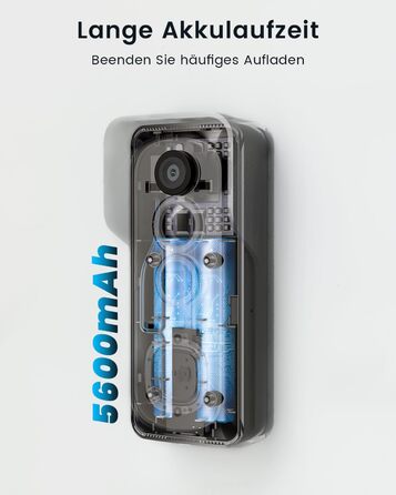 Відеодзвінок ieGeek 2K з камерою: бездротовий, водонепроникний (IP66), AI-розпізнавання руху, нічне бачення, без підписки, сумісний з Alexa, Wi-Fi 2.4GHz, з внутрішнім дзвінком (білий/сірий)