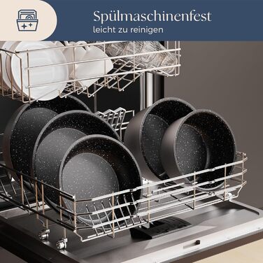 Набір посуду 17 частин з знімним ручками, антипригарне покриття, для всіх типів плит, включаючи індукційні, сумісний з духовкою (сірий)