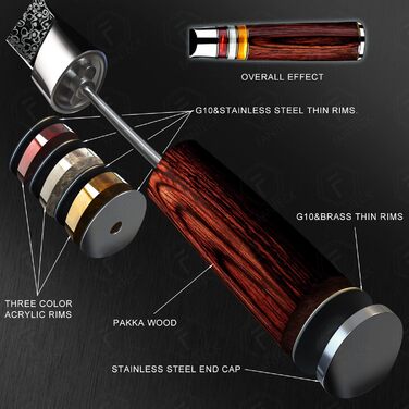 Японський кухонний ніж FANTECK Gyuto з дамаської сталі 20 см (67 шарів VG-10) з дерев'яною ручкою, професійний ніж для кухні, подарункова коробка