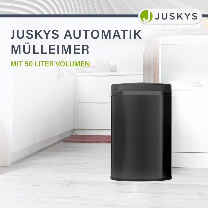 Відро для сміття Juskys з датчиком руху, біле, 60 л - кутовий контейнер з кришкою-затискачем для сміттєвих пакетів, нержавіюча сталь, безконтактне відкривання