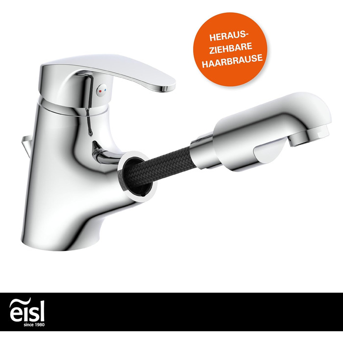 Змішувач для ванної кімнати Vico з висувною лійкою для миття волосся, водозберігаючий кран, хром