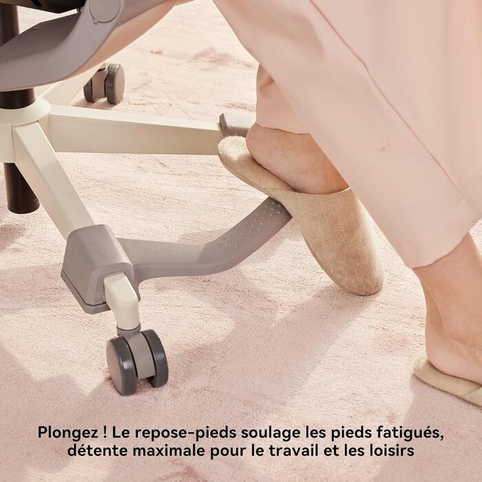 Ергономічне крісло Musso E80 Muse FemmePosture™ для жінок - регулювання спинки до 135°, 3D-підтримка попереку, 17 см 4D-підголівник, висувна підніжка, регулювання глибини та висоти сидіння, регульовані підлокітники (Бежевий)