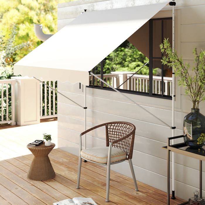 Тент Outsunny Folding Arm 300 x 150 см Регульований по висоті Тент Складаний кронштейн Захист від сонця з ручним кривошипом Стійкий до погодних умов Алюміній бежевий