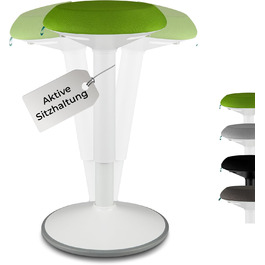 Standup.Today Ерганомічний хокер Ella (білий/зелений) – регульована висота 55-80 см – для офісу та дому – з ефектом гойдання