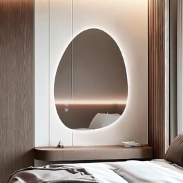 LED дзеркало для ванної кімнати з підсвічуванням, 70x50 см, холодний білий світ 6000K, енергозберігаюче, диммер, проти запотівання