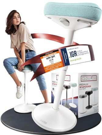 Офісний стілець Nexus ергономічний регульований (57-82 см) м'ятного кольору - стілець-гойдалка для підтримки спини та роботи стоячи