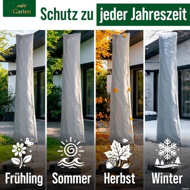 Чохол для парасольки круглий Ø до 450 см, квадратний до 320x320 см, сірий, Oxford 600D, водонепроникний, UV-стійкий