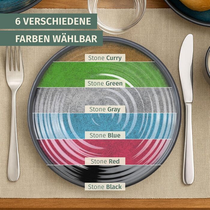 Набір посуду для кемпінгу з меламіну на 4 особи (12 предметів) | Stone Blue | Миється в посудомийній машині | Набір для пікніка