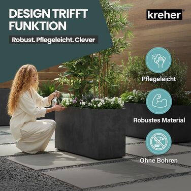 Плантатор Kreher XL Millennium: кашпо для квітів з каменю, різні розміри та кольори (коричневий, бежевий, антрацитовий, сірий). З міцного пластику.