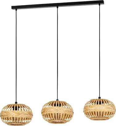 Стійка лампа EGLO Amsfield з металу та бамбуку, чорна, для вітальні та спальні, E27