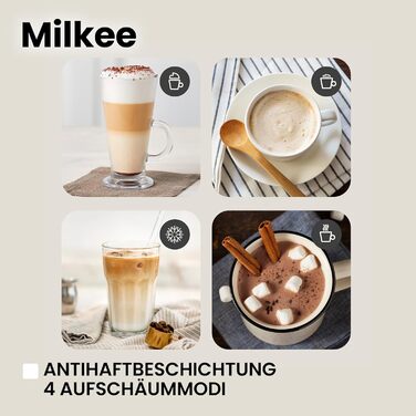 Електричний спінювач молока ZEEGMA MILKEE, 500 Вт, 650 мл, для капучино, лате, какао, антипригарне покриття, сенсорне керування (Чорний)