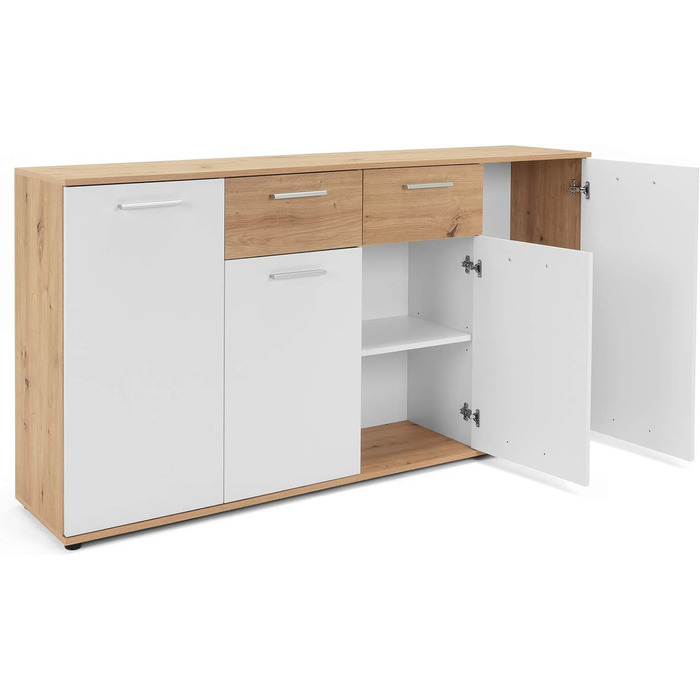 Сервант Jacklin Sonoma Oak/White - 160x85x35 см - Комод з великою кількістю місця для зберігання під житлову зону