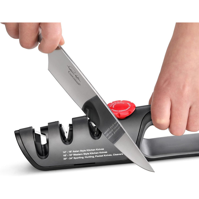 Професійний ніж Cangshan 1026108 з регулюванням 3 ступенів (14-24 градуси) + точилка для ножів, чорний