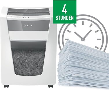 Шредер Leitz IQ Office P5 Mikroschnitt: надійний офісний шредер для безпечного знищення документів, білий, сертифікований TÜV+GS, 2 години роботи, 23L контейнер
