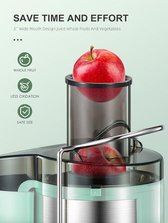 Шокер-віджимач Reemix для овочів та фруктів, професійний соковичавник з нержавіючої сталі, 800W, 3 швидкості, Aqua