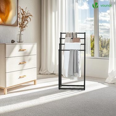 Підставка для рушників Vounot® на підлозі, металева, з 3 стійками, чорна (4 рівні)