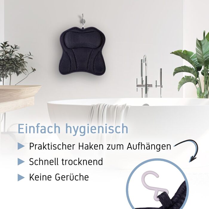 Подушка для ванни | Преміум подушка для ванни з підголовником та підтримкою шиї | Подушка для ванни та підголовник | Ергономічна подушка для ванни з присосками | Синій, Нічний блакитний