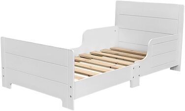 Дерев'яне дитяче ліжко URBNLIVING з бічною захисною перегородкою, для дівчаток та хлопчиків, в стилі Junior, білий колір