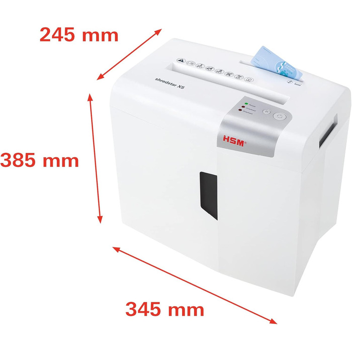 Шредер HSM Shredstar X5: безпечний знищення документів P-4, 4.5x30 мм, для дому та офісу, знищення паперу, CD, DVD, кредитних карт, 18л контейнер