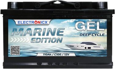 Гелева батарея 12 В 140 Ач Marine Edition технологія GEL, сонячна батарея для човнів, автофургони, надійна надійна батарея для кемпінгу на човні Sola (110 Ач)