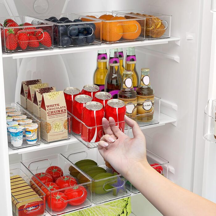 Організатор для холодильника FINEW, 12 шт. (4 маленькі, 4 середні, 4 великі), прозорі контейнери для зберігання, BPA free