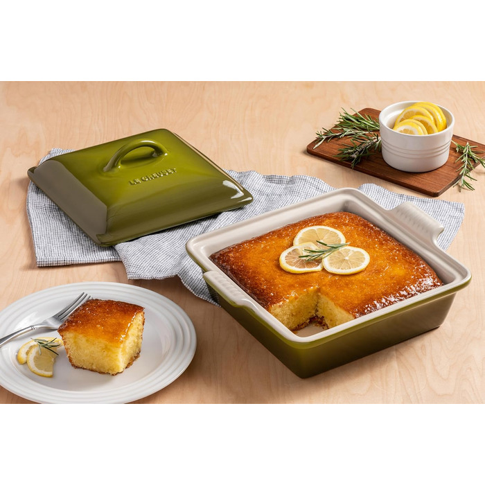 Каструля Le Creuset Heritage з кришкою, квадратна, 22.9 см, біла (колір вишня)