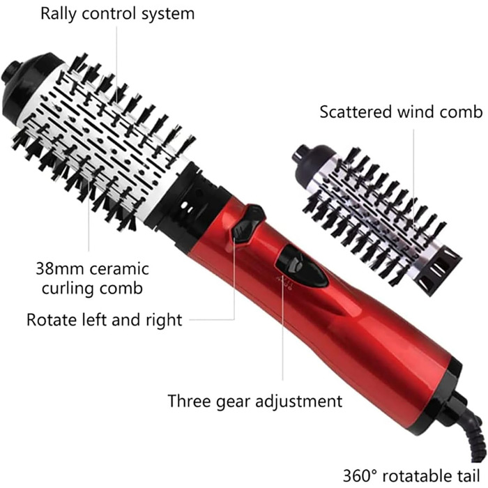 Стайлер з гарячим повітрям 3 в 1 і обертовий фен, щітка для фена, професійна щітка для стайлера з негативними іонами, щітки гарячого повітря з 2 змінними щітками, для салону Home