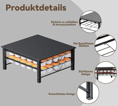 Тримач для капсул кави Dolce Gusto, металева висувна шухляда на 5 ярусів (60 капсул)