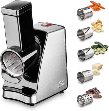 Електричний овочевий слайсер Solis Slice & More 8401 - 5 насадок, нержавіюча сталь, 350 Вт