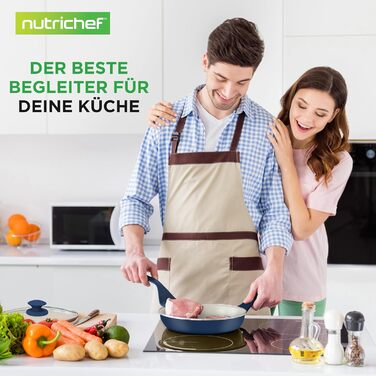 Набір посуду NutriChef 54 елементи: сковороди, каструлі, кухонні аксесуари, ножі, форми для випічки, для приготування здорової їжі (синій)