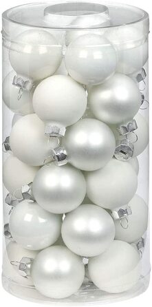 Чарівні скляні різдвяні кулі 4 см, 30 шт. ялинкові кулі, що прикрашають Різдво Колір вічнозелений (Світло-зелений, зелений, темно-зелений) (просто суміш білого (білого ))