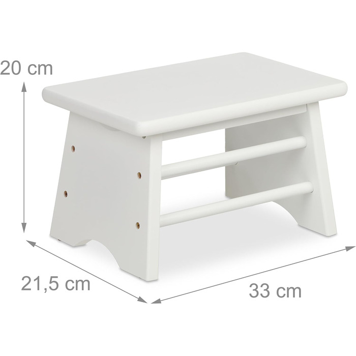 Підставка для ніг Relaxdays з бамбука, до 100 кг, стійкий приставний стільчик, 20 x 33 x 21,5 см, дитячий стільчик для ванної, білий