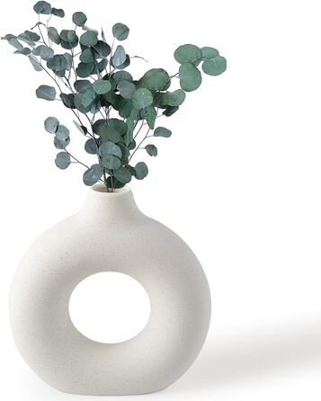 Прикраса для вази BASVII, керамічна ваза для пончиків, ваза з білої трави пампаси, сучасна ваза для квітів для дому, вітальні, офісу, S, 14,5 см / 2,5 см (M / 18 см)