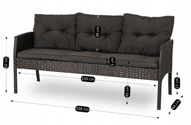 Комплект садових меблів із техноротанга MEBEL ELITE, чорний, 6 предметів