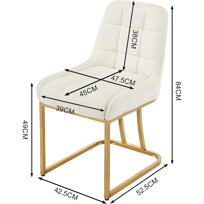 Крісла для їдальні WOLTU, кухонні крісла з велюру, 6 шт. в наборі, металеве гнуте каркас, м'яке сидіння та спинка