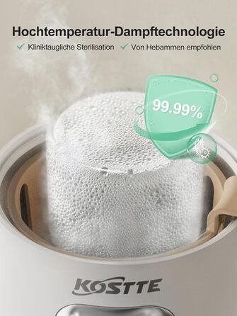 Підігрівач для пляшечок KOSTTE - універсальний, для грудного молока та суміші (білий + чорний)