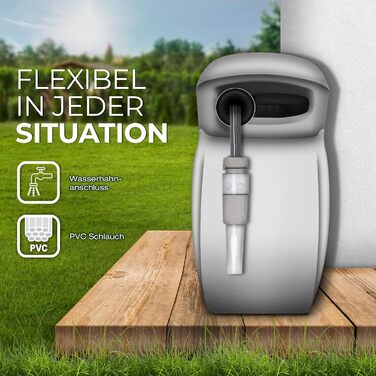 Трьохкамерний шланг TRESKO® з роликом для шланга, 30+2 м, з ручною лійкою, поворотний на 180°, для саду, автоматичний, з кріпленням для стіни та монтажним матеріалом