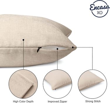 Набір з 2 шенілових чохлів для подушок Encasa - пісочний - 50x50 см, м'які та гладкі акцентні подушки для дивану, дивана, крісла, ліжка та підлоги